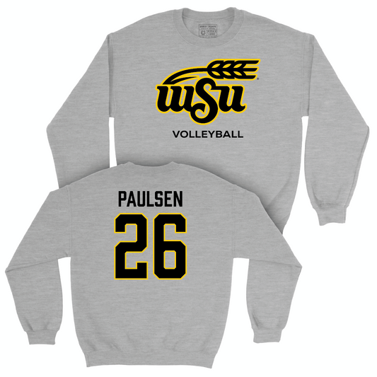 Wichita State Women's Volleyball Sport Grey Stacked Crew - Allie Paulsen Small