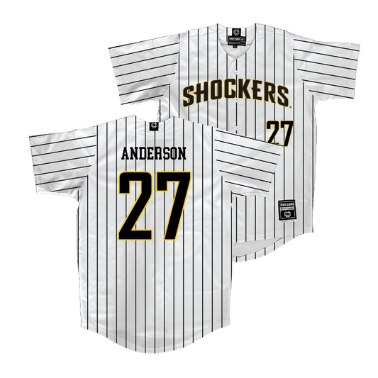 Wichita State Baseball White Jersey - Caleb Anderson | #27 Small