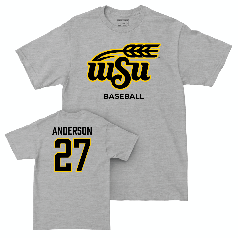 Wichita State Baseball Sport Grey Stacked Tee - Caleb Anderson Small