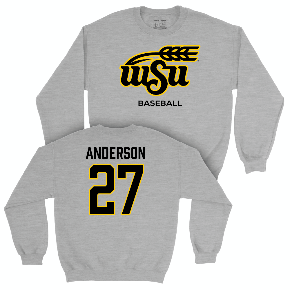 Wichita State Baseball Sport Grey Stacked Crew - Caleb Anderson Small