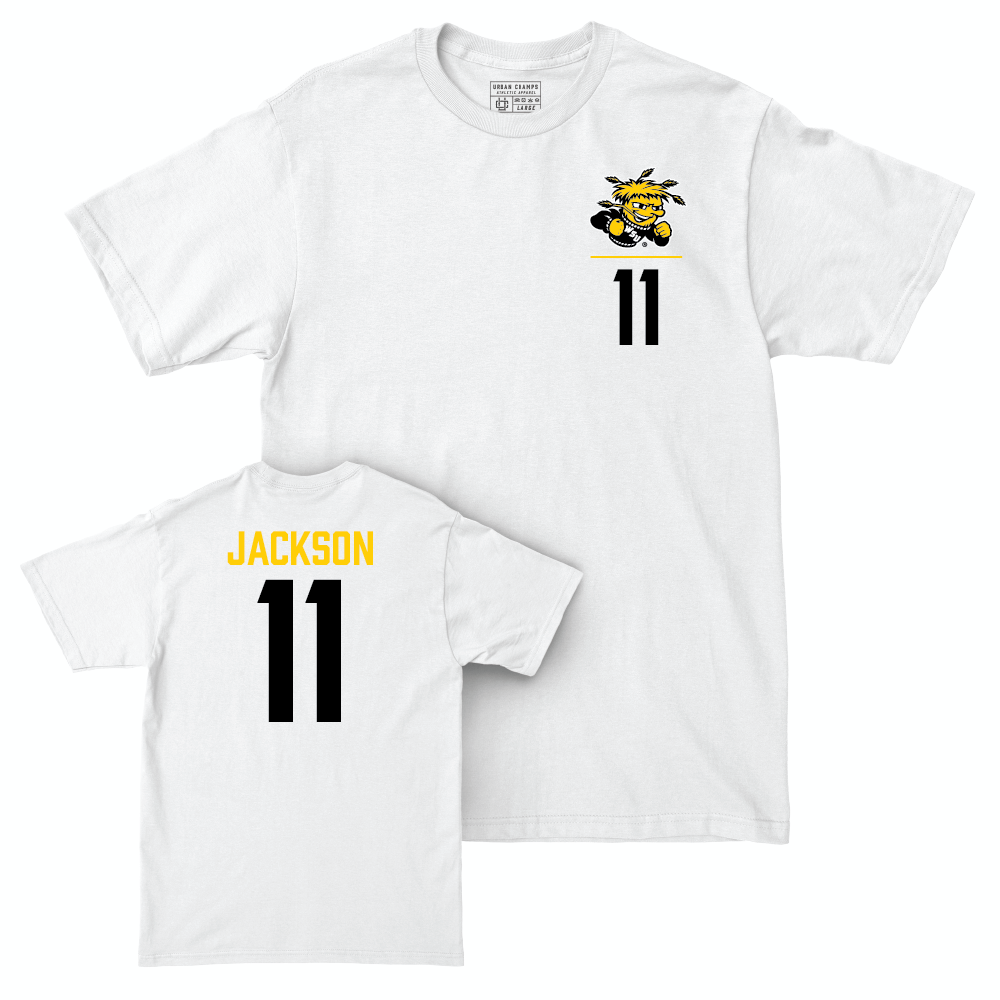 Wichita State Women's Basketball White Logo Comfort Colors Tee - Jordan Jackson Small