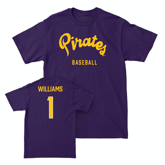 East Carolina Baseball Purple Script Tee  - Dixon Williams