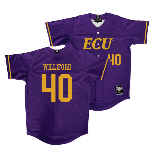 East Carolina Purple Baseball Jersey  - Chandler Williford