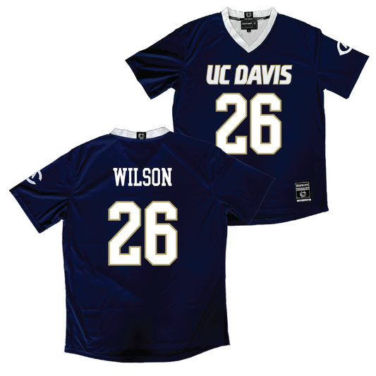 UC Davis Men's Navy Soccer Jersey - Mekhai Wilson