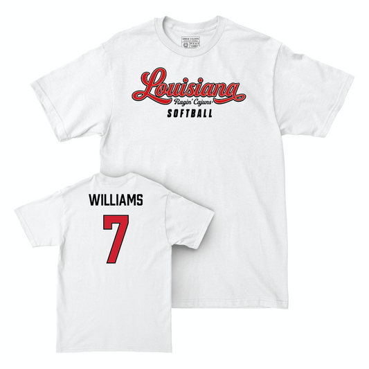 Louisiana Softball White Script Comfort Colors Tee  - Dayzja Williams