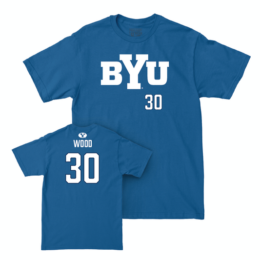 BYU Men's Soccer Royal Wordmark Tee  - Jacey Wood