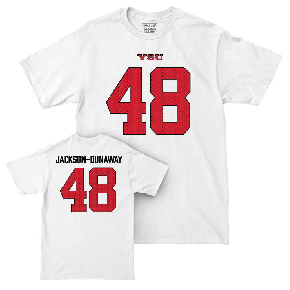 Youngstown State Football White Blitz Comfort Colors Tee - Andrew Jackson-Dunaway Small