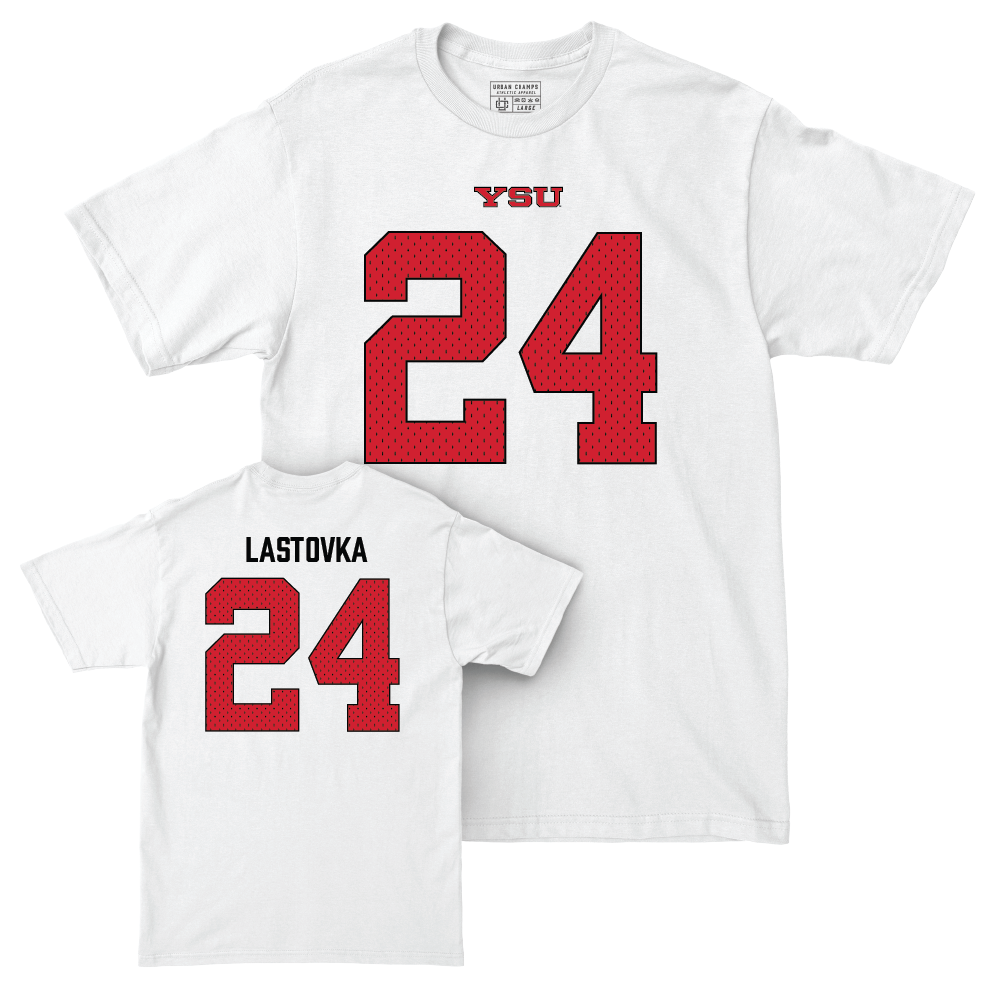 Youngstown State Football White Blitz Comfort Colors Tee - Andrew Lastovka Small