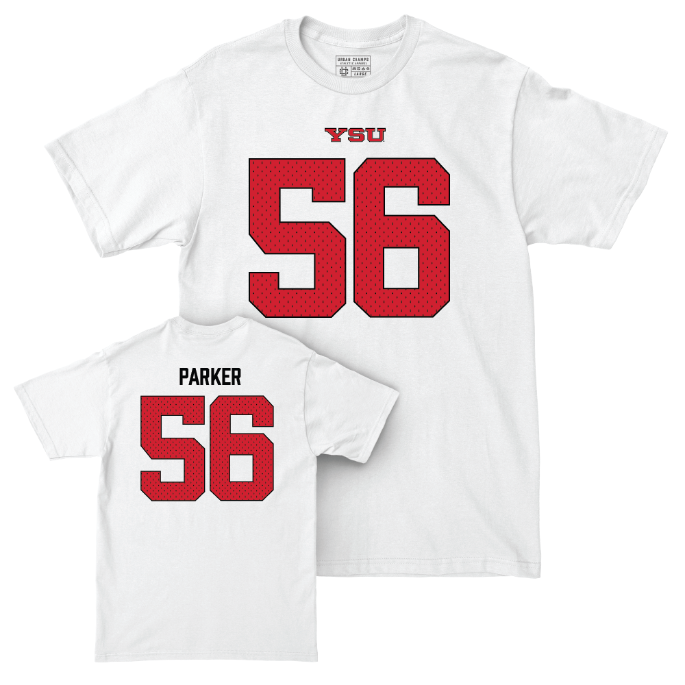 Youngstown State Football White Blitz Comfort Colors Tee - Aidan Parker Small