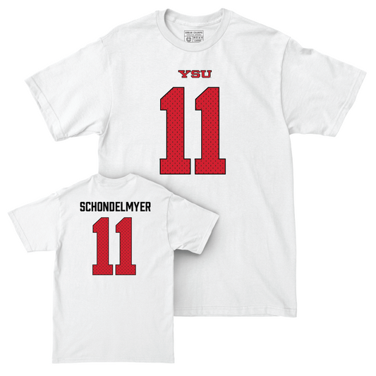 Youngstown State Football White Blitz Comfort Colors Tee - Bryce Schondelmyer Small